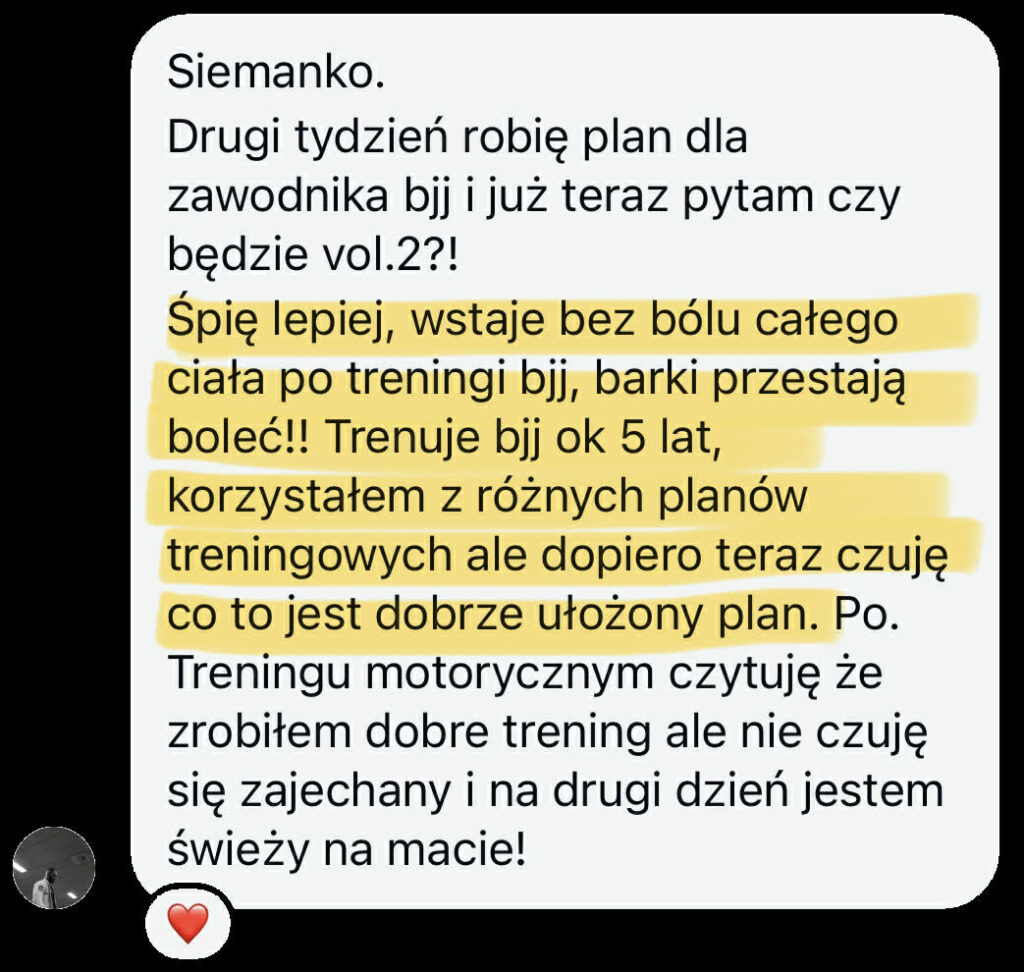 Opinia klienta o planie BJJ Power System 1.0